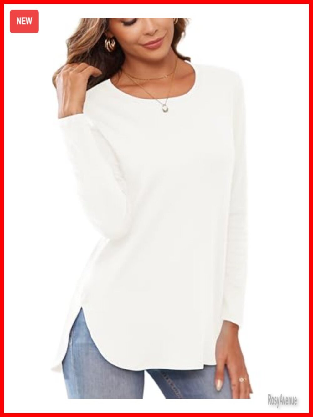 Herou Women Long Sleeve T Shirt with Side Split Loose Pullover Tunic Top